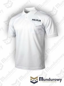 Koszulka polo POLICJA, z jonami srebra, biała