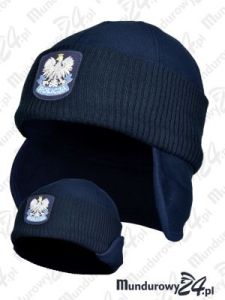 Czapka służbowa zimowa POLICJA, granatowa