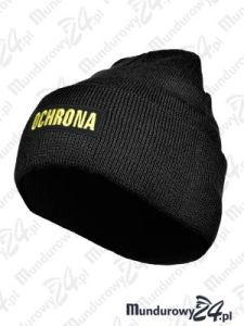 Czapka zimowa OCHRONA, wełniana, czarna
