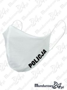 Anatomiczna maska ochronna, wielorazowa, POLICJA - wz3, biała