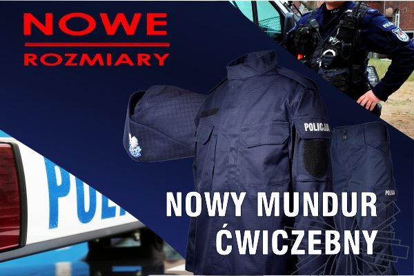 NOWE ROZMIARY granatowych mundurów ćwiczebnych POLICJI