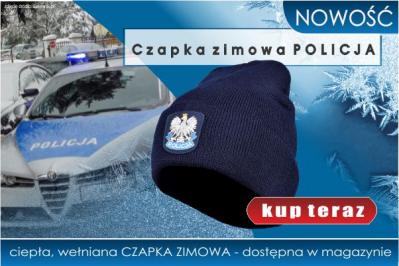 NOWOŚĆ! Ciepła, wełniana CZAPKA zimowa POLICJA! 