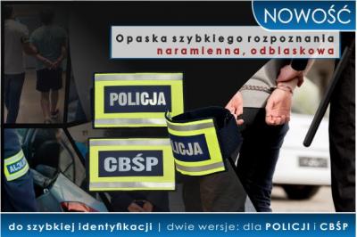 NOWOŚĆ! Opaska szybkiego rozpoznania POLICJA/CBŚP naramienna, odblaskowa 